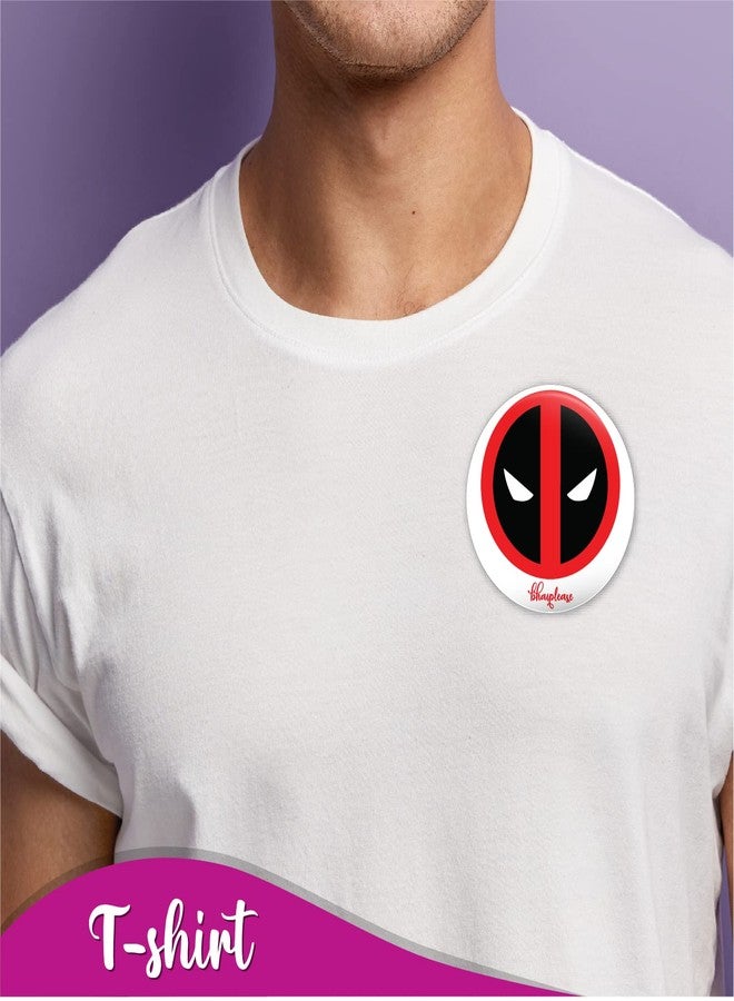 Bhai Please Deadpool Pin Badges | 44mm Round Shaped Pin- Badge | Pin-Back Button Badge | Gift for Birthday, Events (Pack of 5) - Image 4
